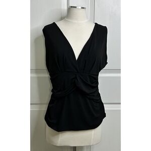 Venus Sleeveless Blouse Women's Large V-Neck Black Y2K Style